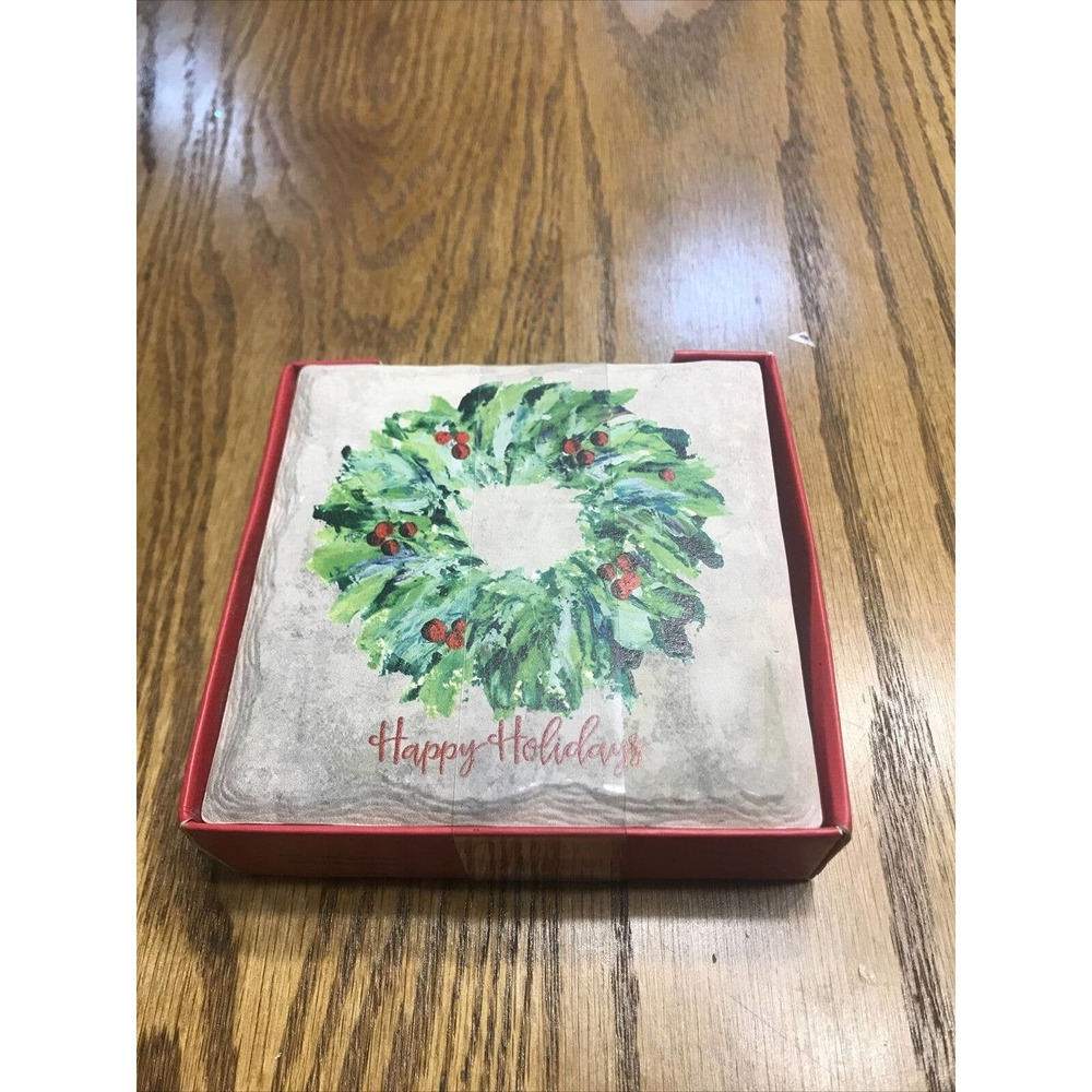 French Graffiti Christmas Stone Coasters Set Of 4